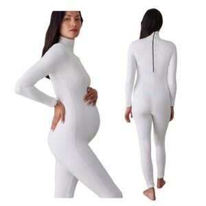 BUMPSUIT 'Gigi' White Maternity Long Sleeve Jumpsuit size Medium